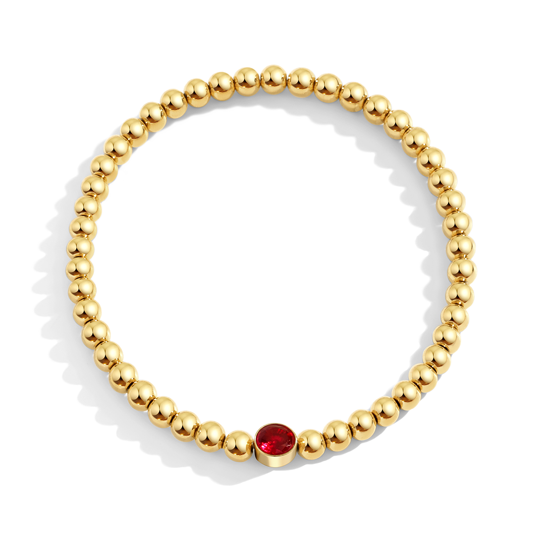 Gold Beaded Bubble Birthstone Bracelet in January Garnet, gold by Seeyoura