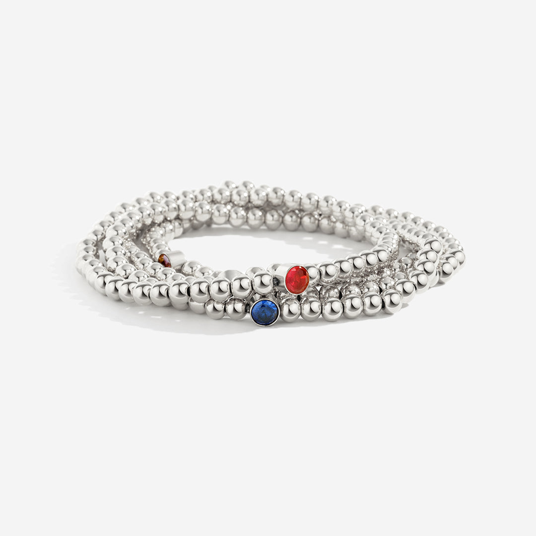 Gold Beaded Bubble Birthstone Bracelet in July Ruby, silver by Seeyoura