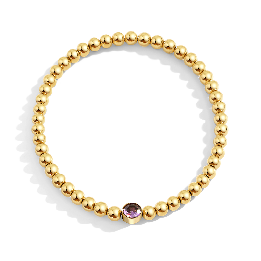 Gold Beaded Bubble Birthstone Bracelet in June Alexandrite, gold by Seeyoura