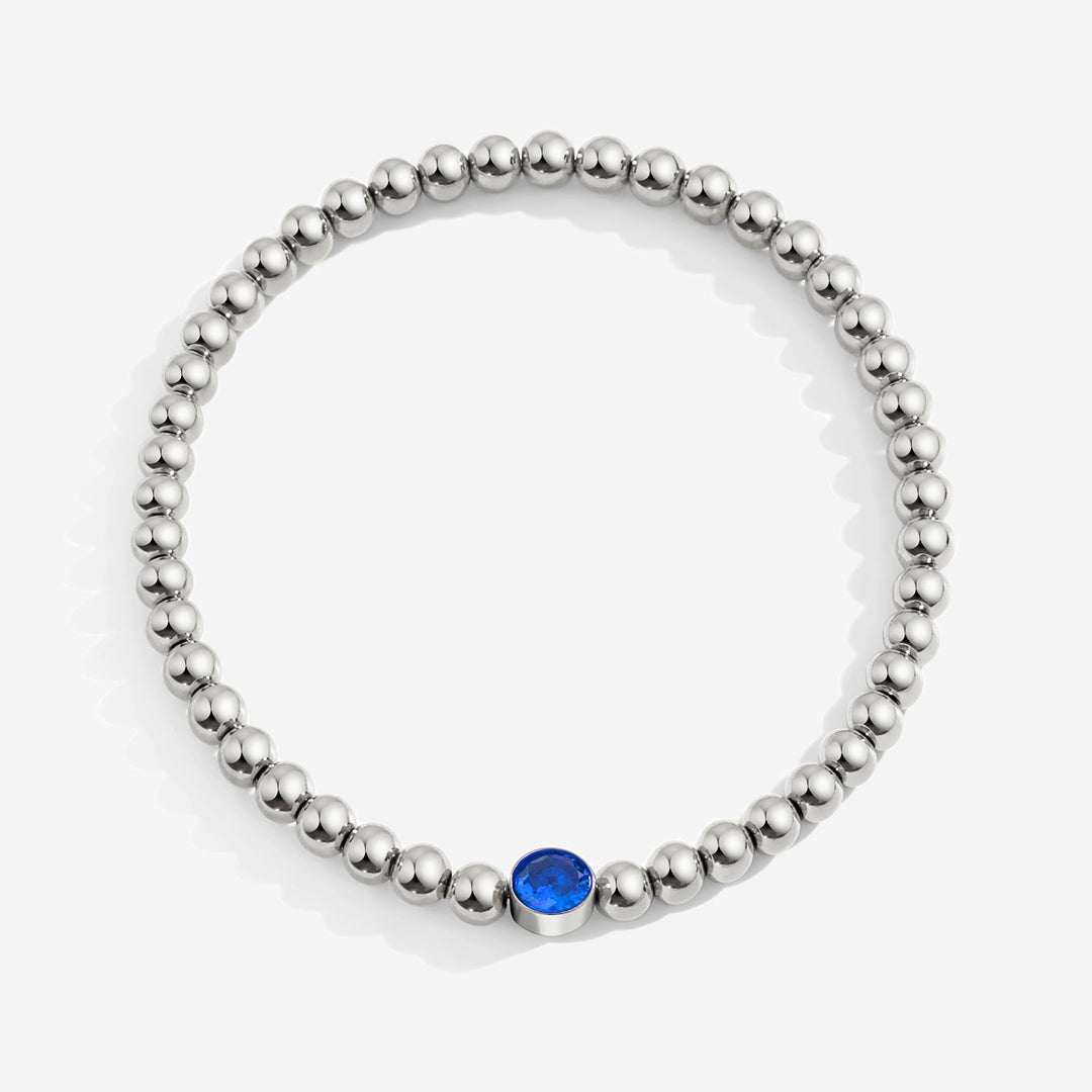 Gold Beaded Bubble Birthstone Bracelet in March Aquamarine, silver by Seeyoura