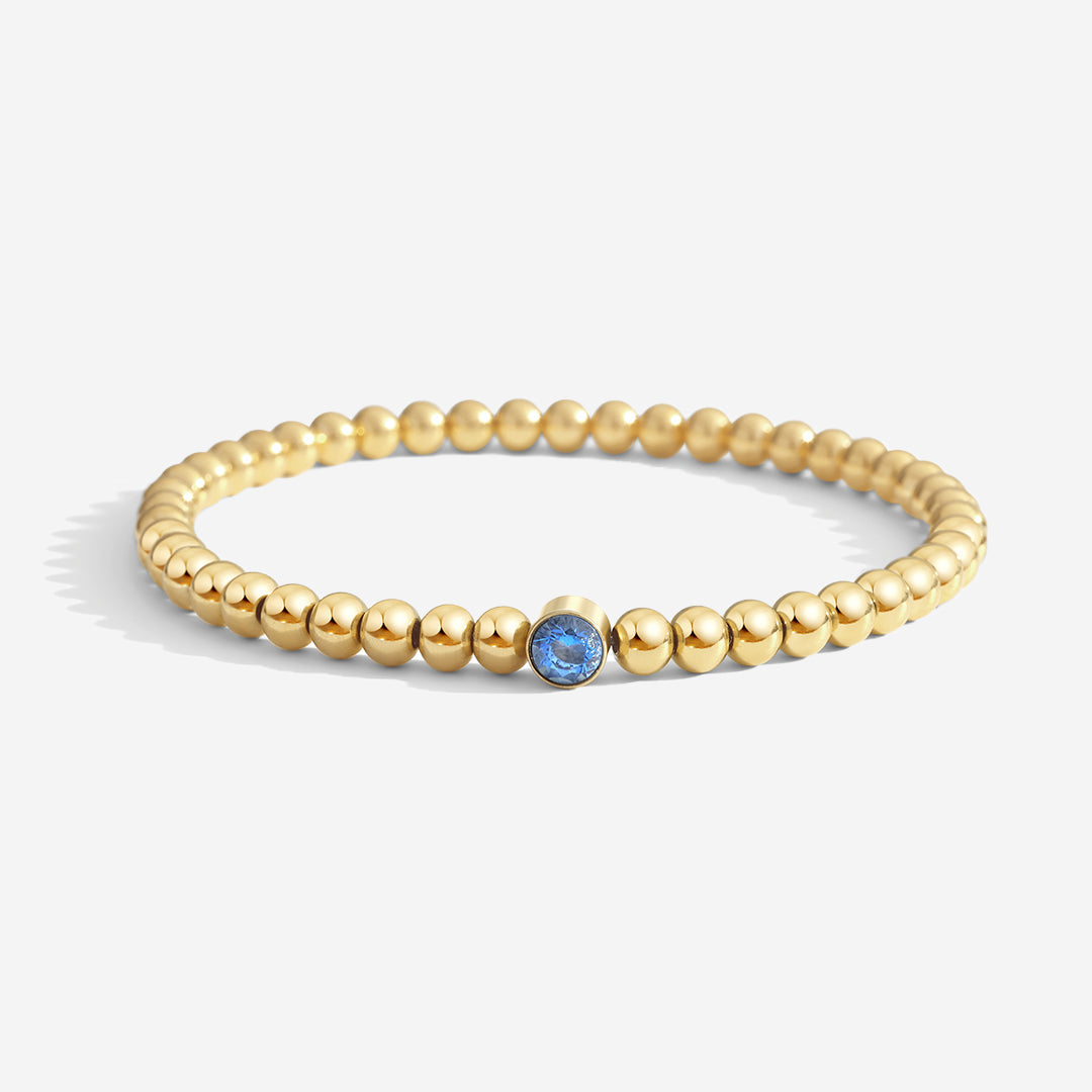 Gold Beaded Bubble Birthstone Bracelet in September Sapphire, gold by Seeyoura