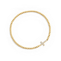Gold Beaded Cross Stretch Bracelet in gold by Seeyoura