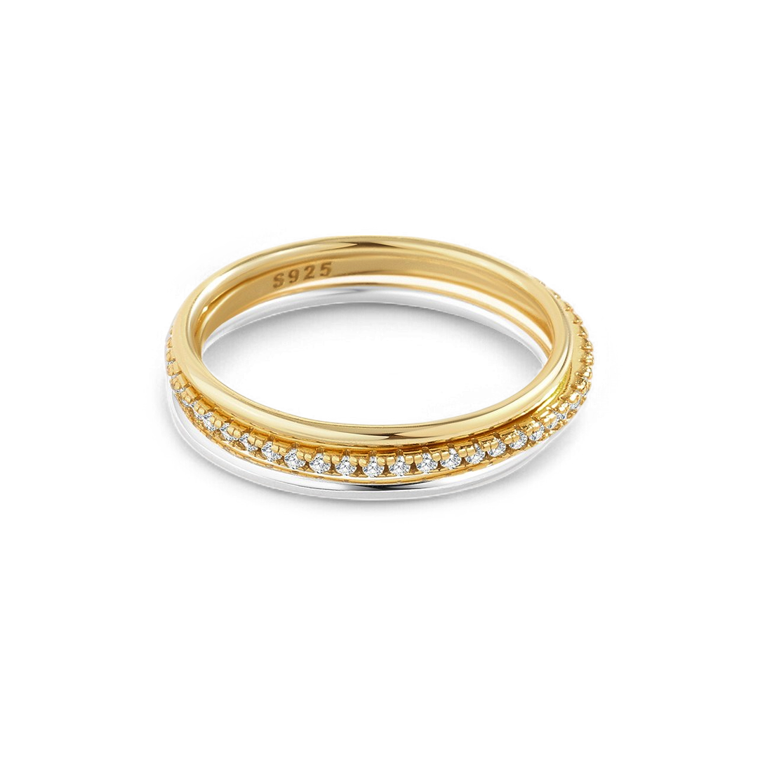 Gold and Silver Stacking Ring Set in 18k Gold Over Sterling Silver by Seeyoura