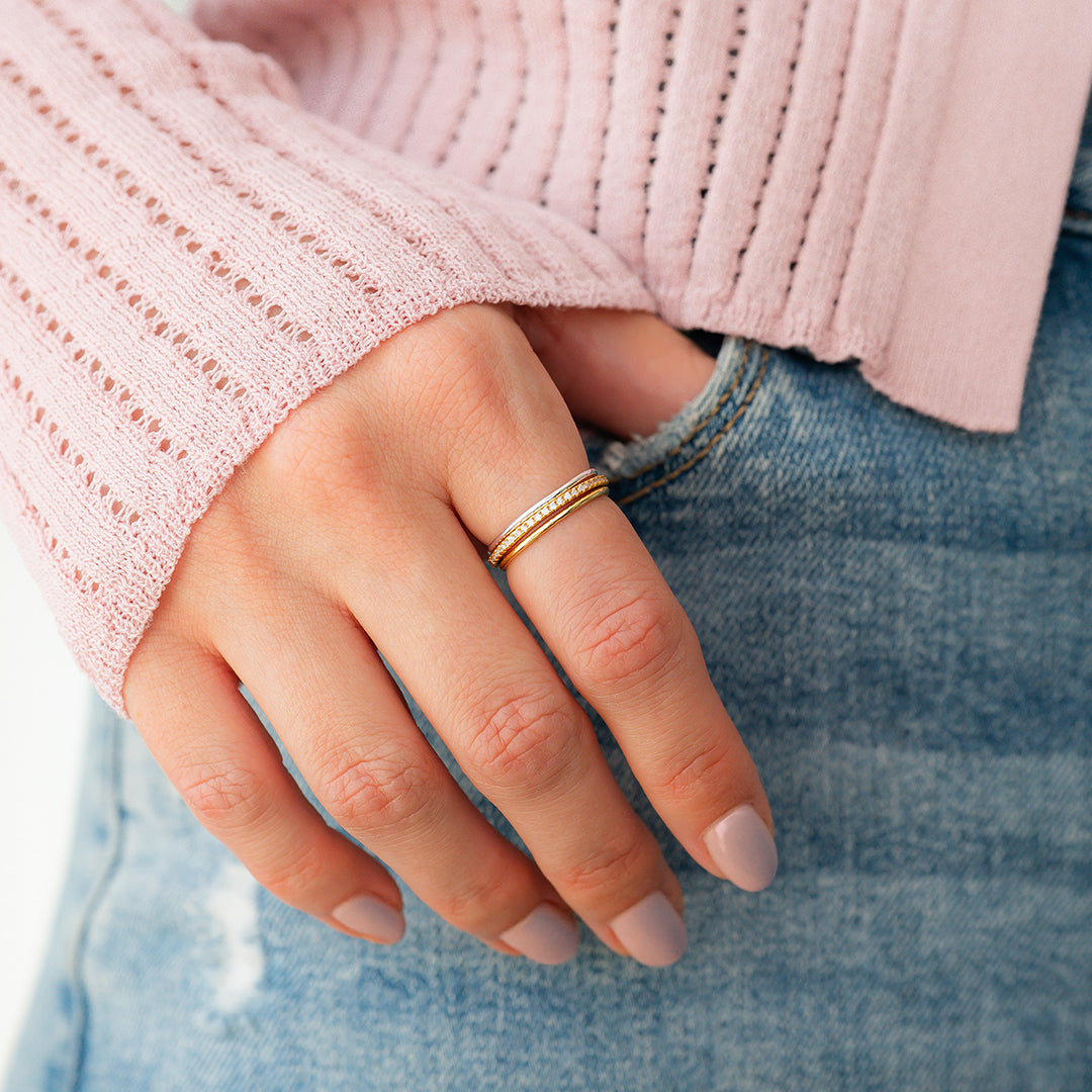 Gold and Silver Stacking Ring Set by Seeyoura