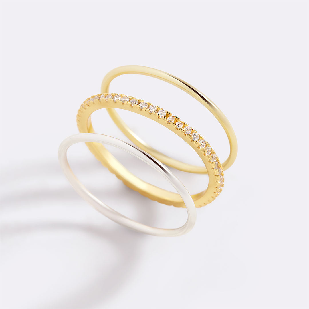 Gold and Silver Stacking Ring Set by Seeyoura