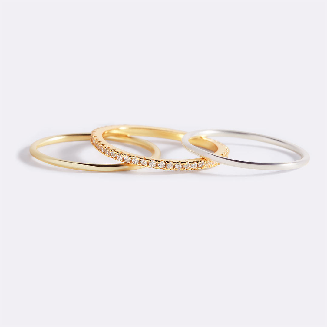 Gold and Silver Stacking Ring Set by Seeyoura