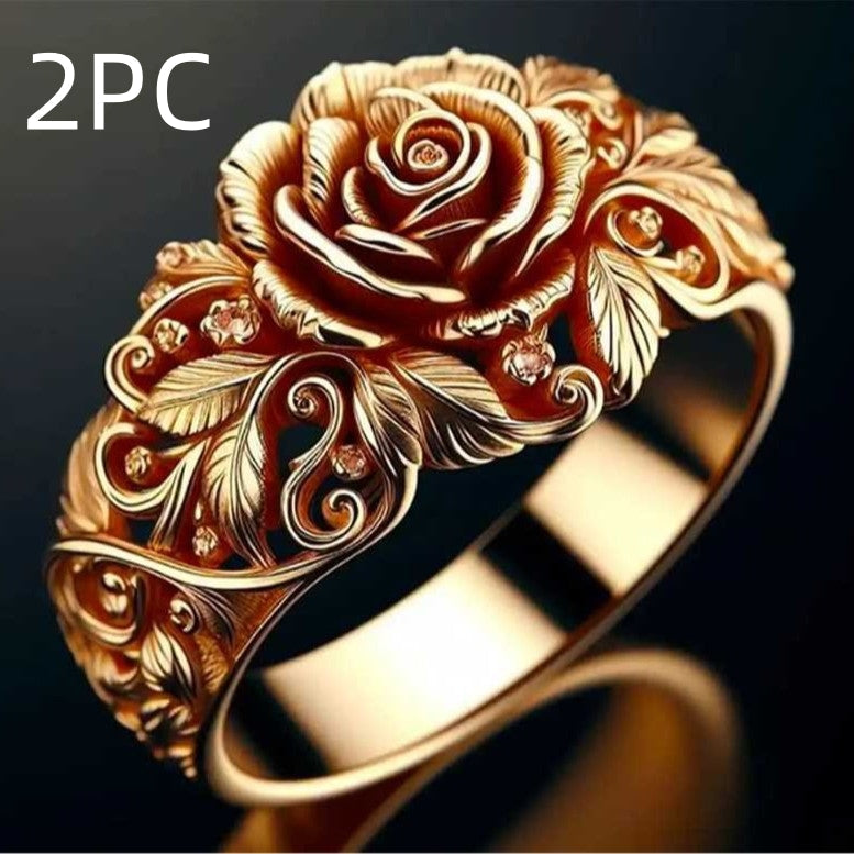 Gold Stacking Ring for Women in Gold, 2PCS by Seeyoura