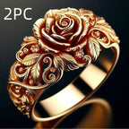 Gold Stacking Ring for Women in Gold, 2PCS by Seeyoura