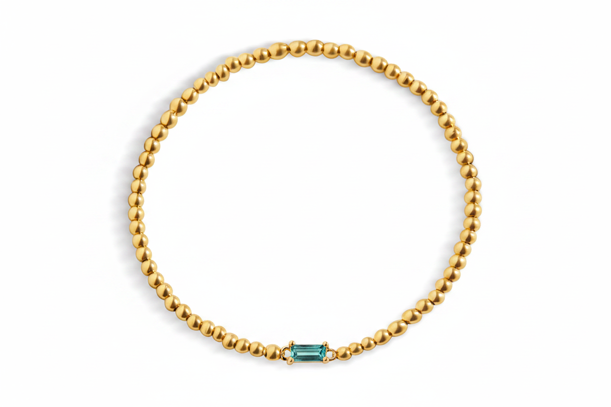 Gold Beaded Birthstone Bracelet in alexandrite-june by Seeyoura