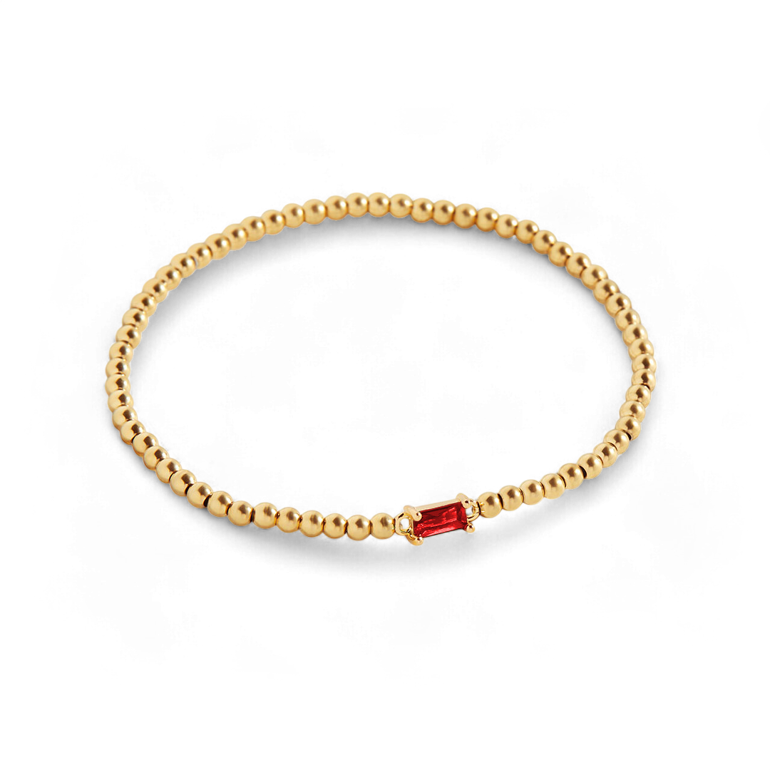 Gold Beaded Birthstone Bracelet by Seeyoura