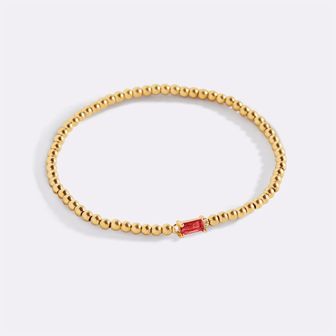 Gold Beaded Birthstone Bracelet by Seeyoura