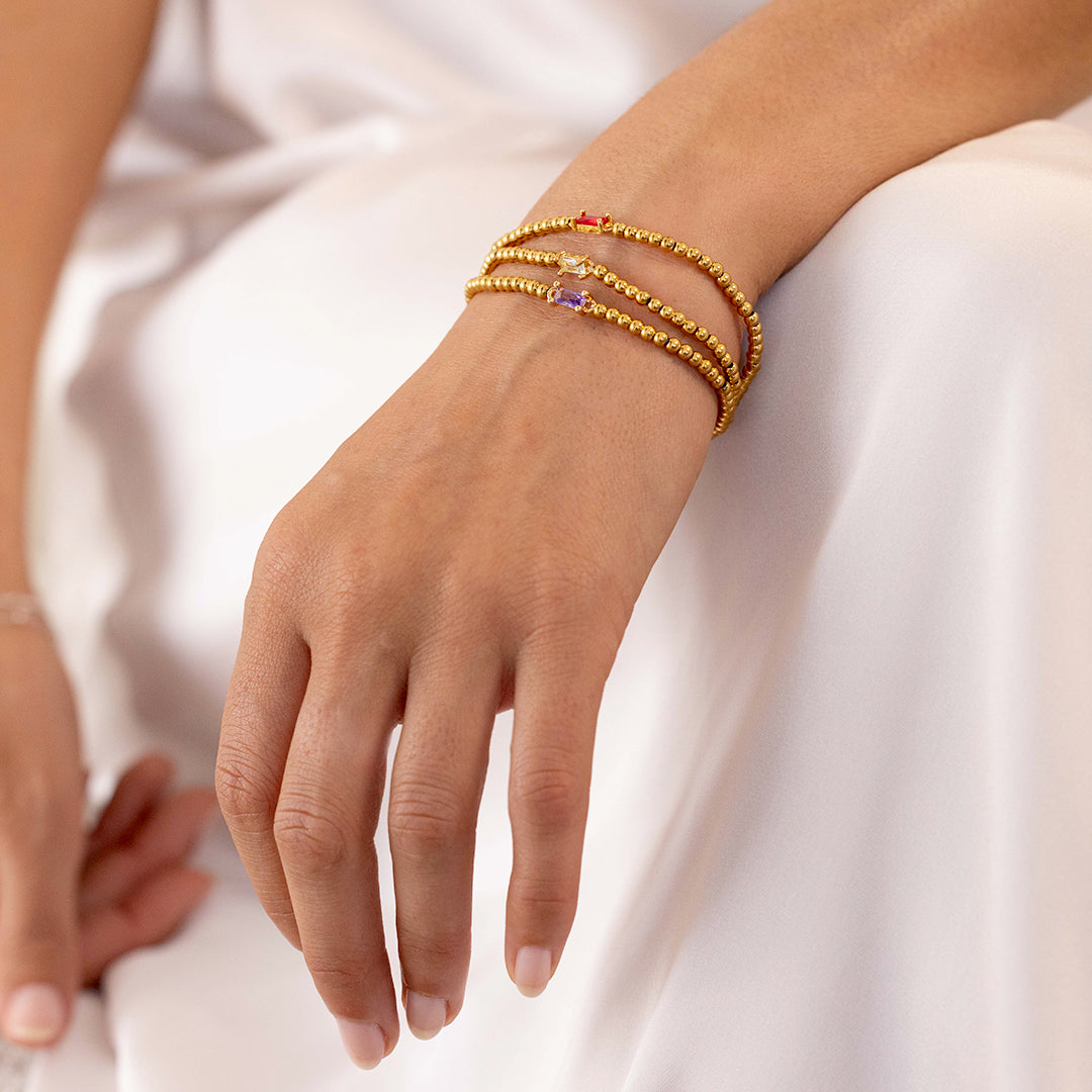 Gold Beaded Birthstone Bracelet by Seeyoura