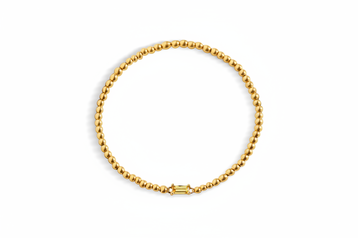 Gold Beaded Birthstone Bracelet in november-citrine by Seeyoura