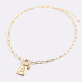 Gold Pave Initial Pendant Necklace with Paperclip Chain by Seeyoura