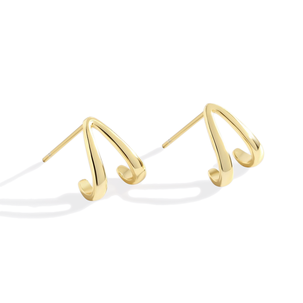 Gold Wishbone Huggie Earrings by Seeyoura