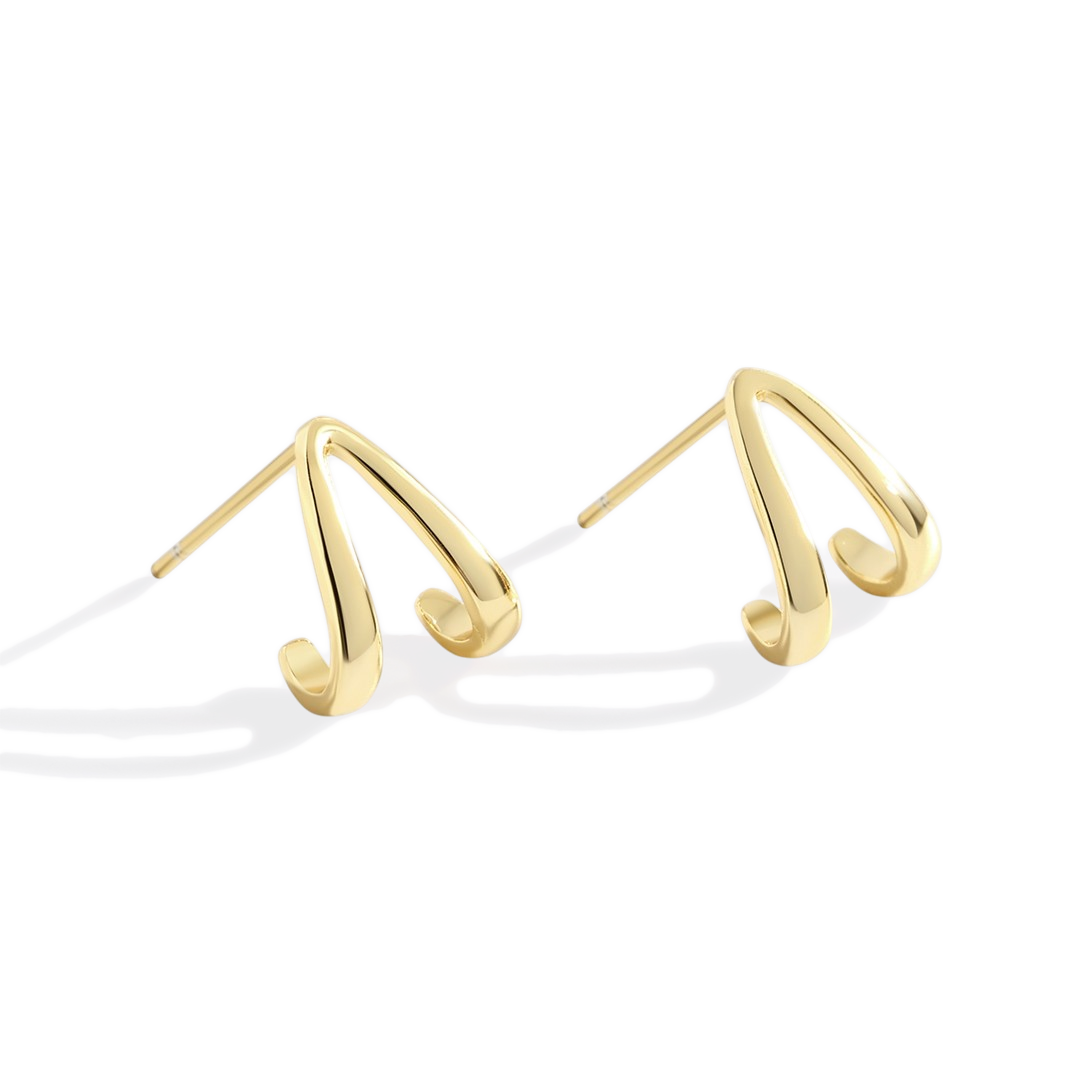 Gold Wishbone Huggie Earrings by Seeyoura
