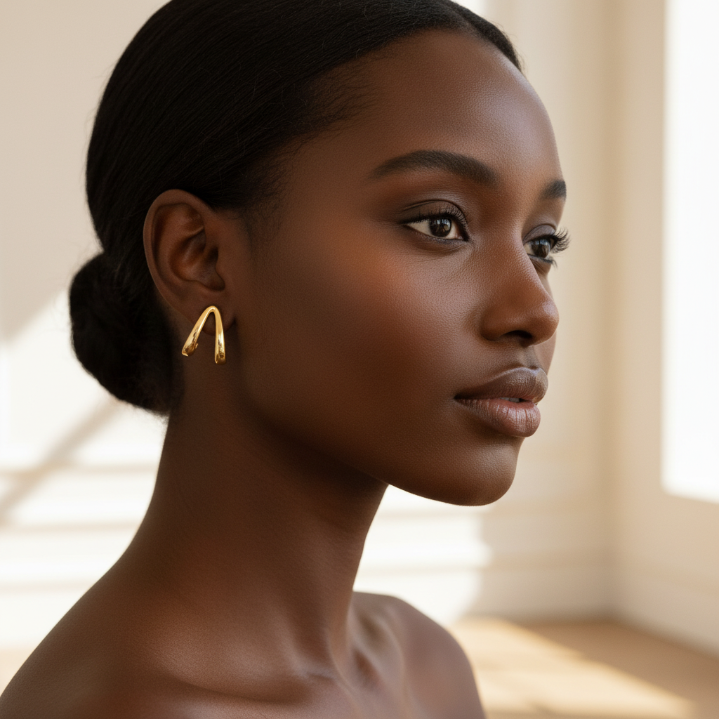 Gold Wishbone Huggie Earrings by Seeyoura