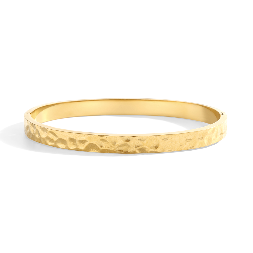 Hammered Gold Cuff Bracelet by Seeyoura