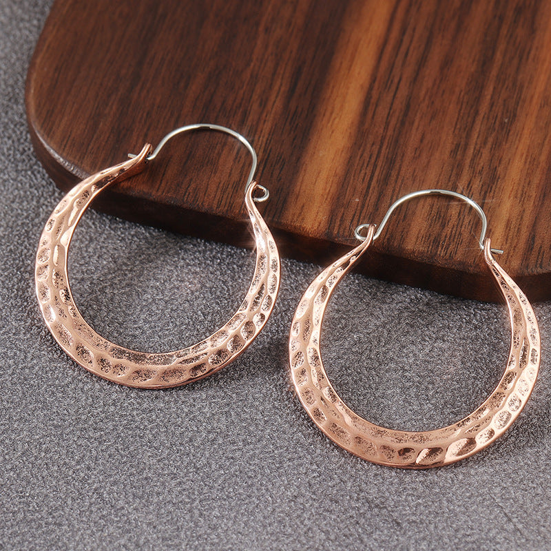 Hammered Hoop Earrings for Women in Bronze by Seeyoura