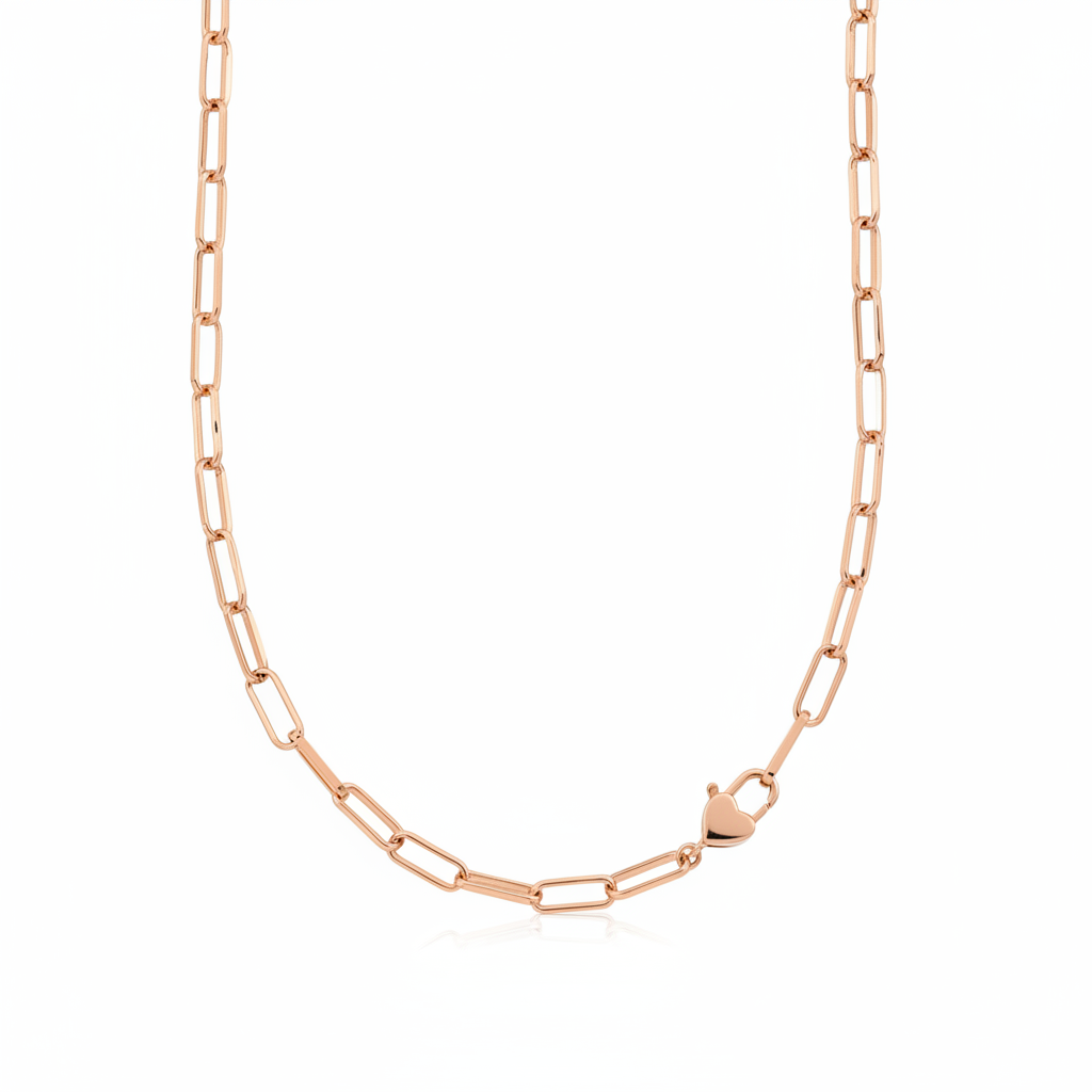 Heart Padlock Necklace in 18-k-rose-gold-plated by Seeyoura