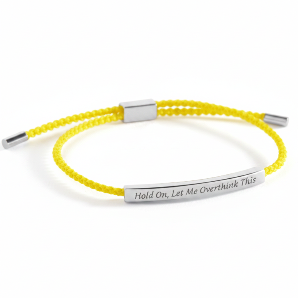 Hold On, Let Me Overthink This Inspire Bracelet in Lemon Yellow, silver by Seeyoura