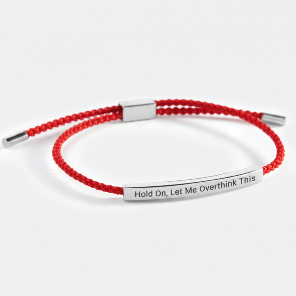 Hold On, Let Me Overthink This Inspire Bracelet in Lucky Red, silver by Seeyoura