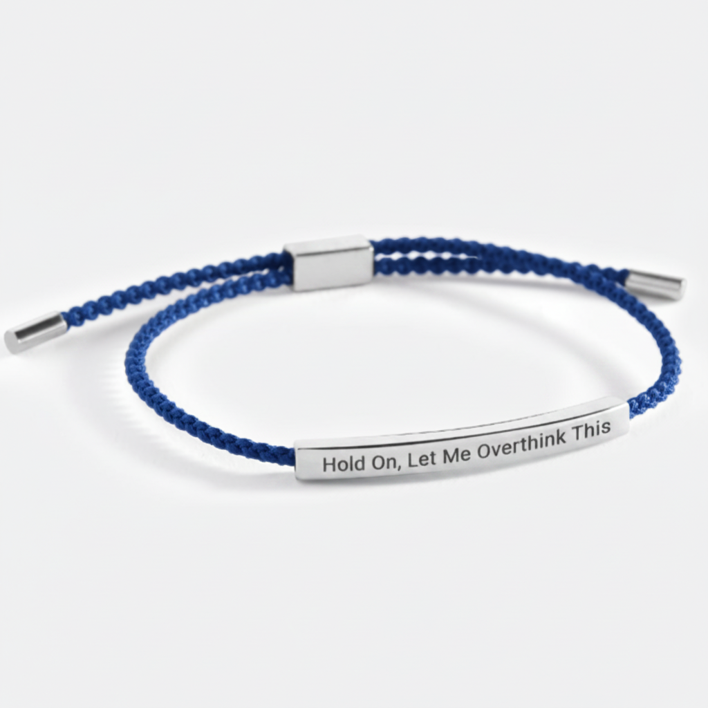 Hold On, Let Me Overthink This Inspire Bracelet in Royal Blue, silver by Seeyoura