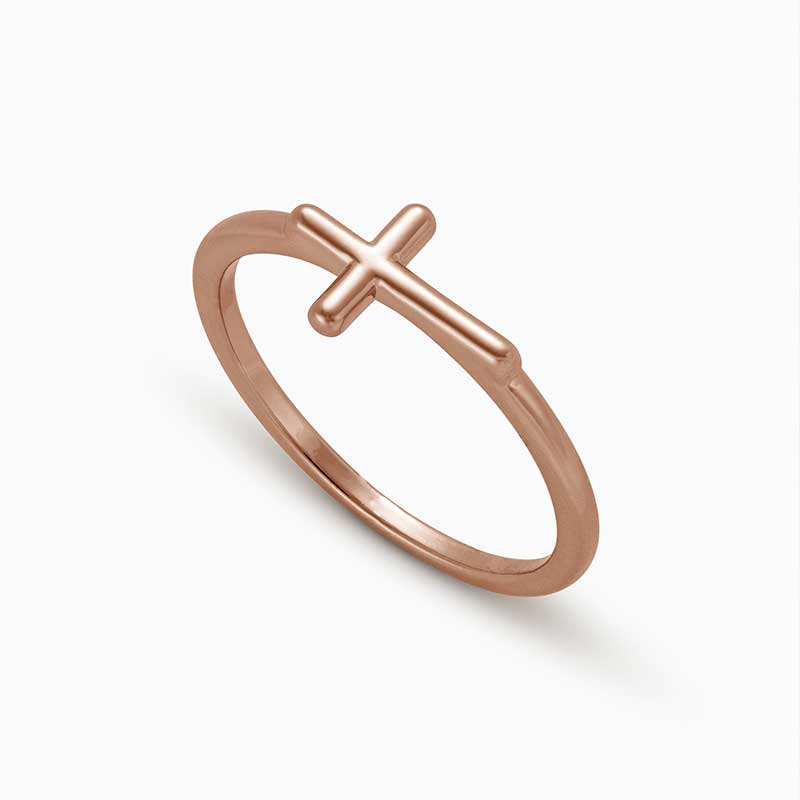 Horizon Cross Ring in 18K Rose Gold Plated by Seeyoura