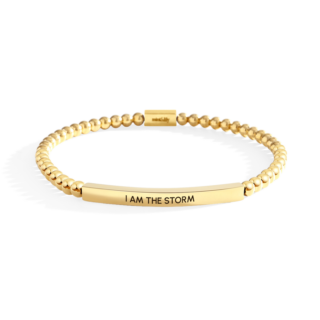 I Am The Storm Beaded Inspire Bracelet in gold-plate-with-gold-beads by Seeyoura