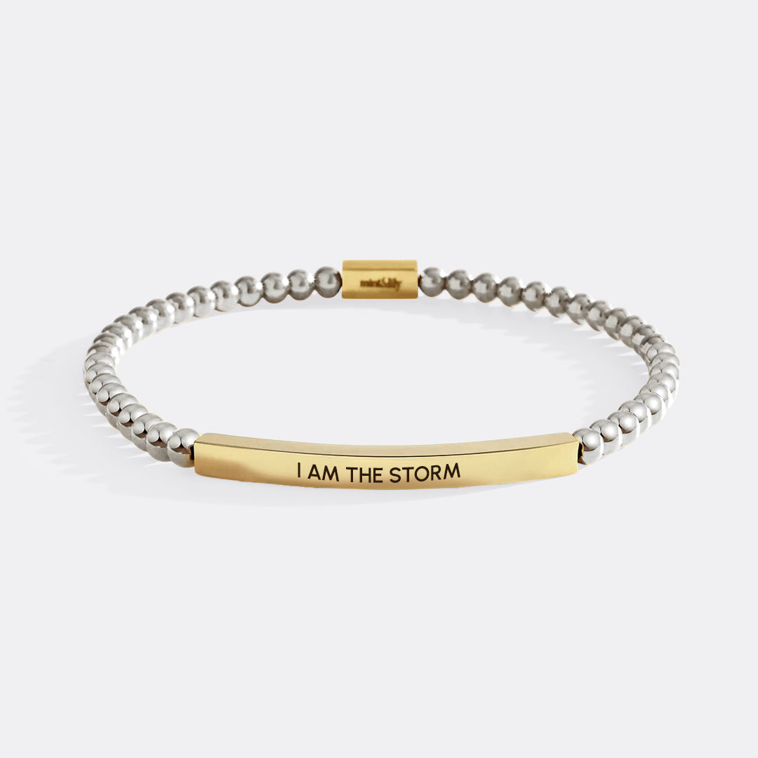 I Am The Storm Beaded Inspire Bracelet in gold-plate-with-silver-beads by Seeyoura