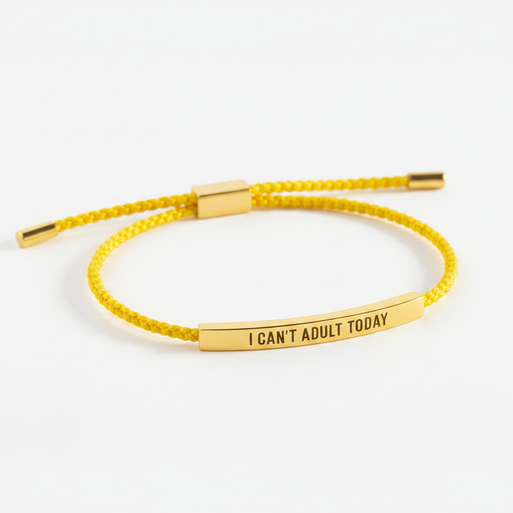 I Can't Adult Today Inspire Bracelet in Lemon Yellow, 18-k-rose-gold-plated by Seeyoura