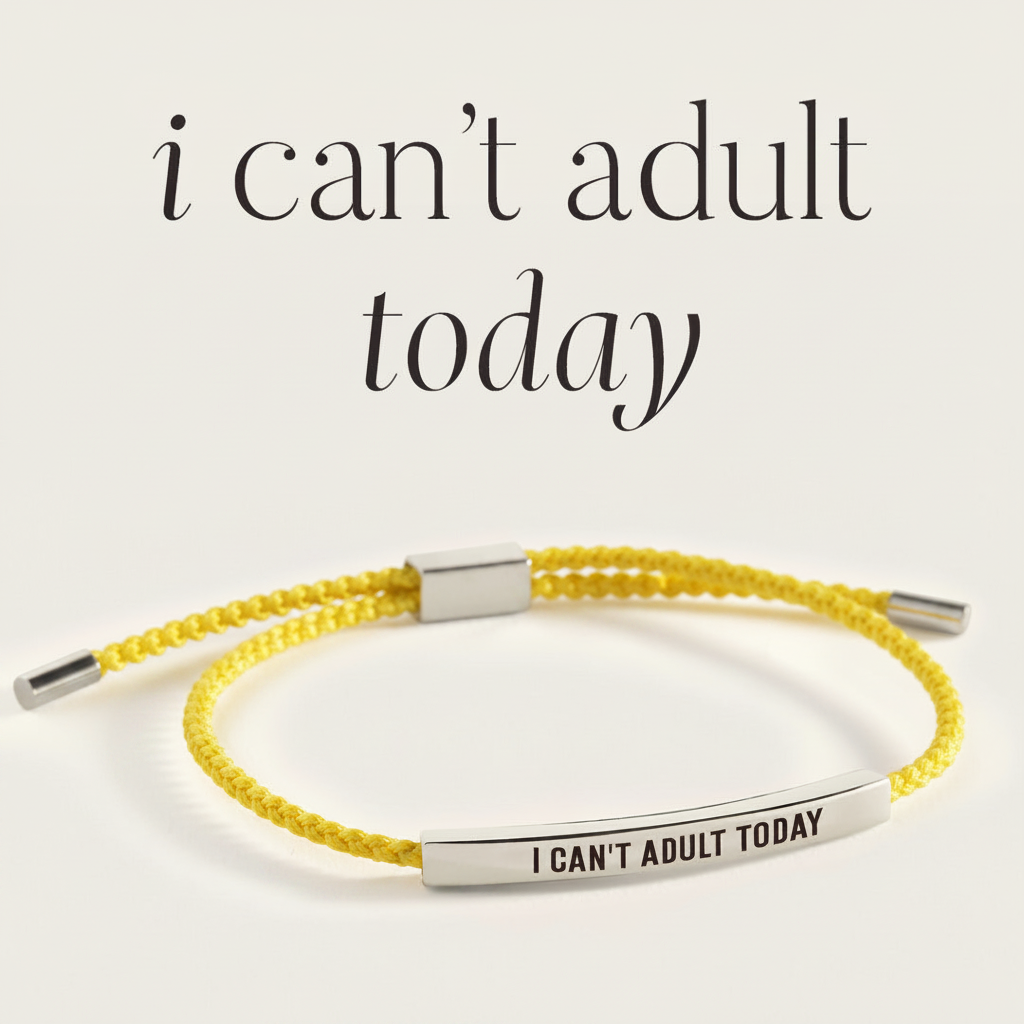 I Can't Adult Today Inspire Bracelet in Lemon Yellow, silver by Seeyoura