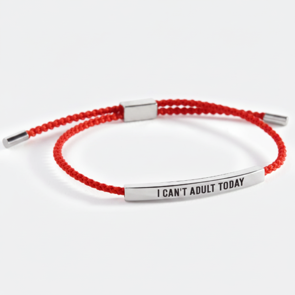I Can't Adult Today Inspire Bracelet in Lucky Red, silver by Seeyoura