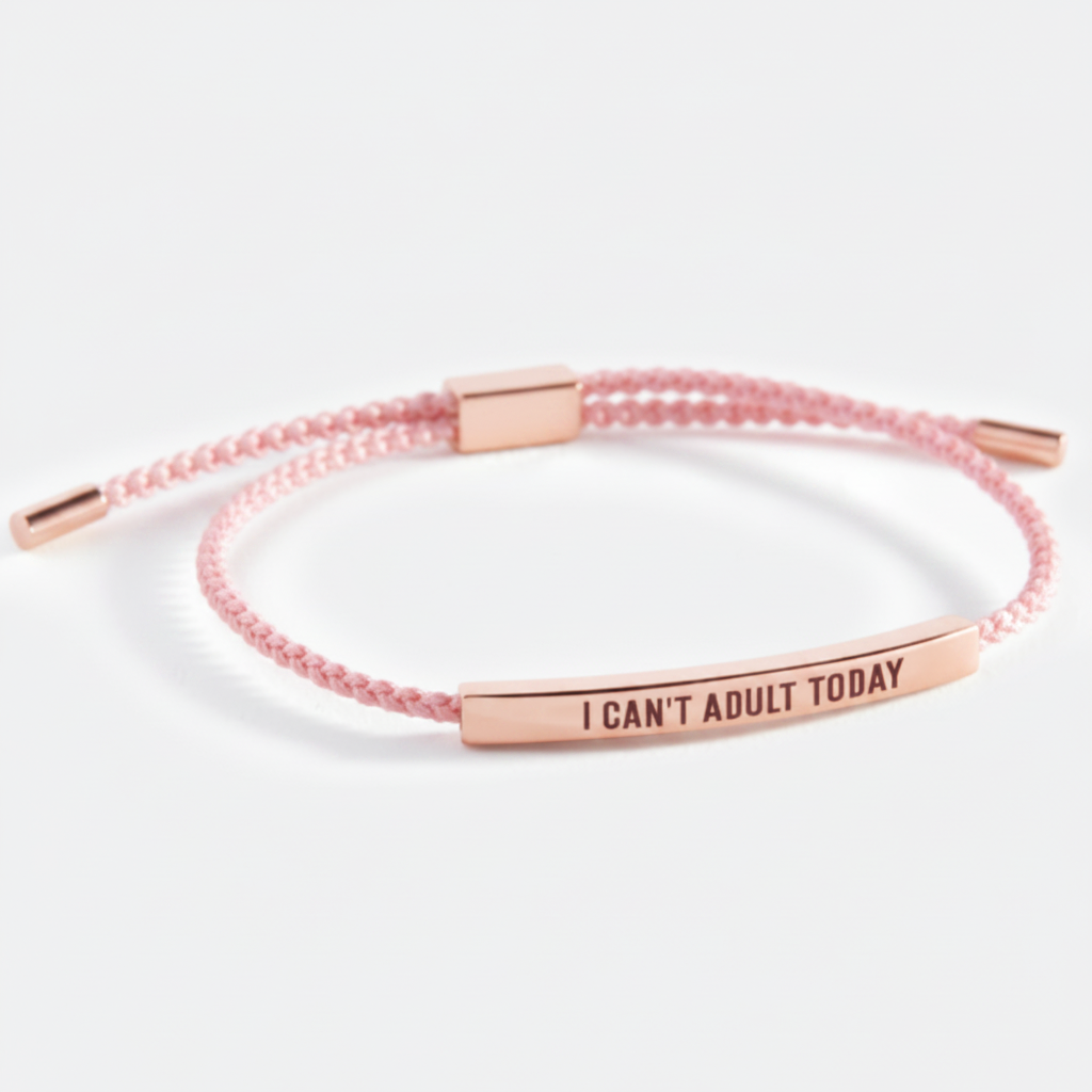 I Can't Adult Today Inspire Bracelet in Pink, 18-k-rose-gold-plated by Seeyoura