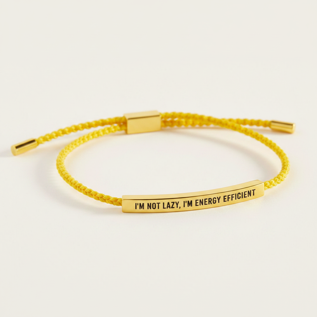 I'm Not Lazy, I'm Energy Efficient Inspire Bracelet in Lemon Yellow, gold by Seeyoura