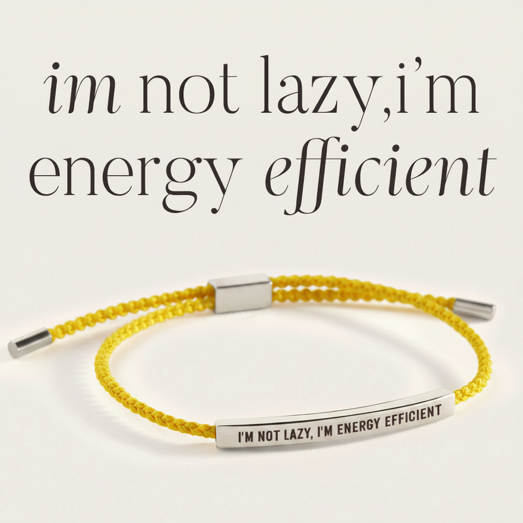 I'm Not Lazy, I'm Energy Efficient Inspire Bracelet in Lemon Yellow, silver by Seeyoura