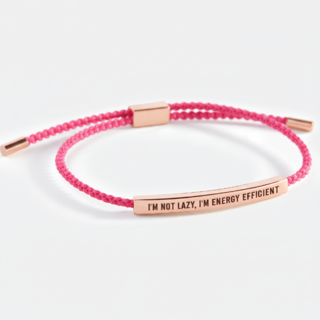 I'm Not Lazy, I'm Energy Efficient Inspire Bracelet in Pink, 18-k-rose-gold-plated by Seeyoura