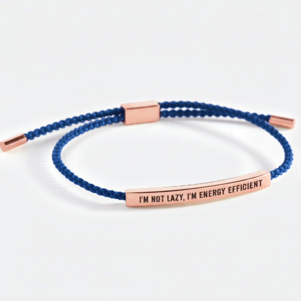 I'm Not Lazy, I'm Energy Efficient Inspire Bracelet in Royal Blue, 18-k-rose-gold-plated by Seeyoura