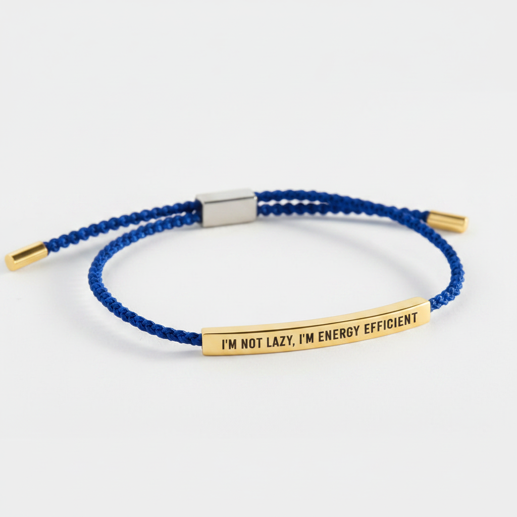 I'm Not Lazy, I'm Energy Efficient Inspire Bracelet in Royal Blue, gold by Seeyoura