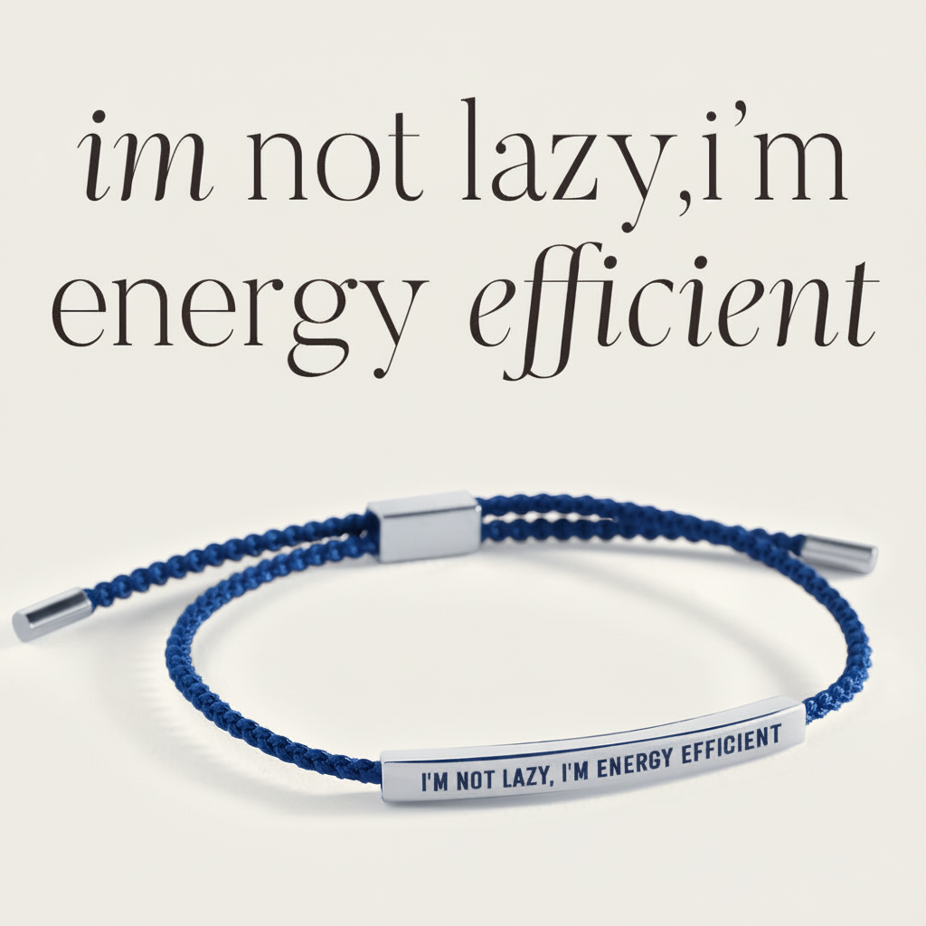 I'm Not Lazy, I'm Energy Efficient Inspire Bracelet in Royal Blue, silver by Seeyoura