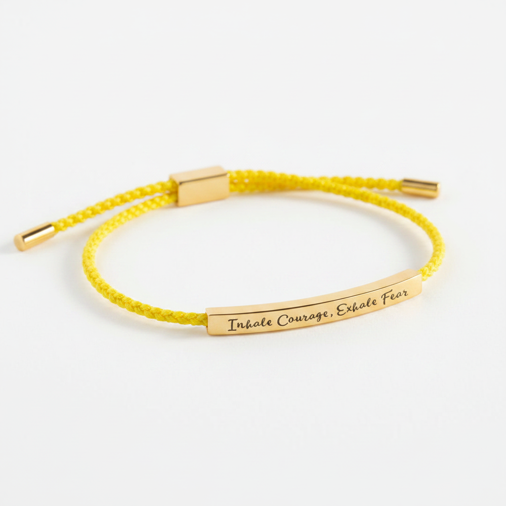 Inhale Courage, Exhale Fear Inspire Bracelet in Lemon Yellow, gold by Seeyoura