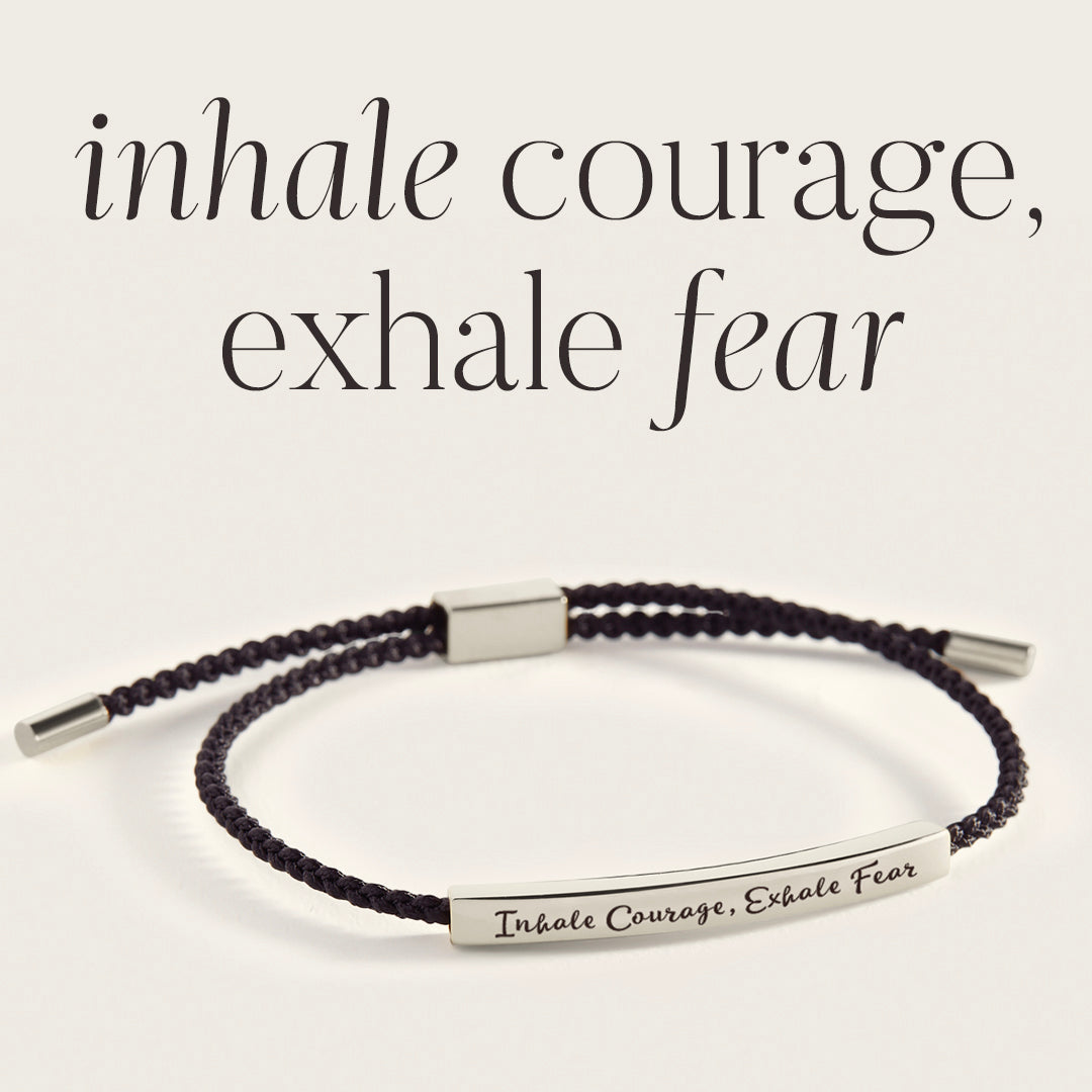 Inhale Courage, Exhale Fear Inspire Bracelet in Midnight Black, silver by Seeyoura