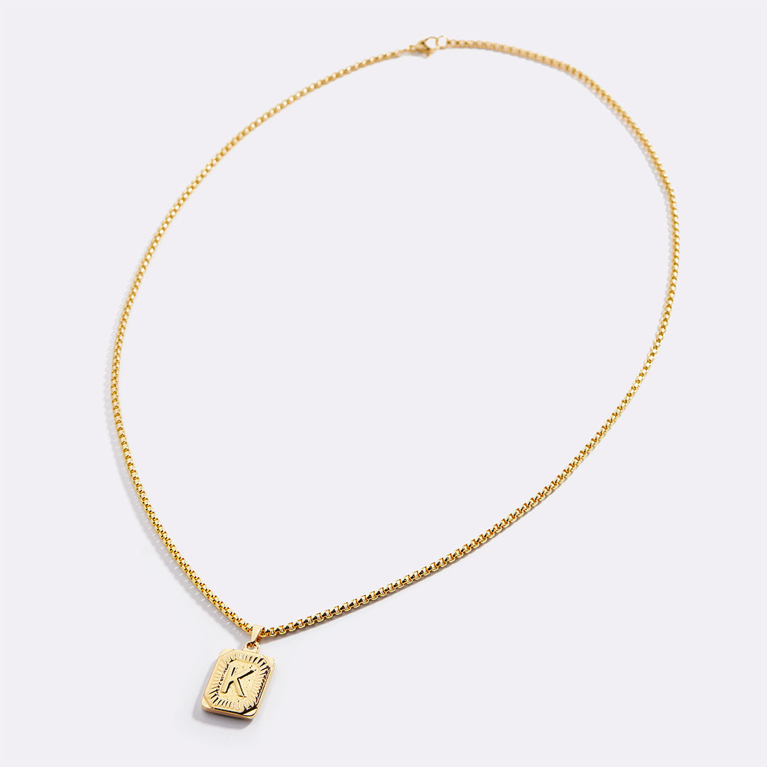 Initial Card Pendant Necklace with Rolo Chain by Seeyoura