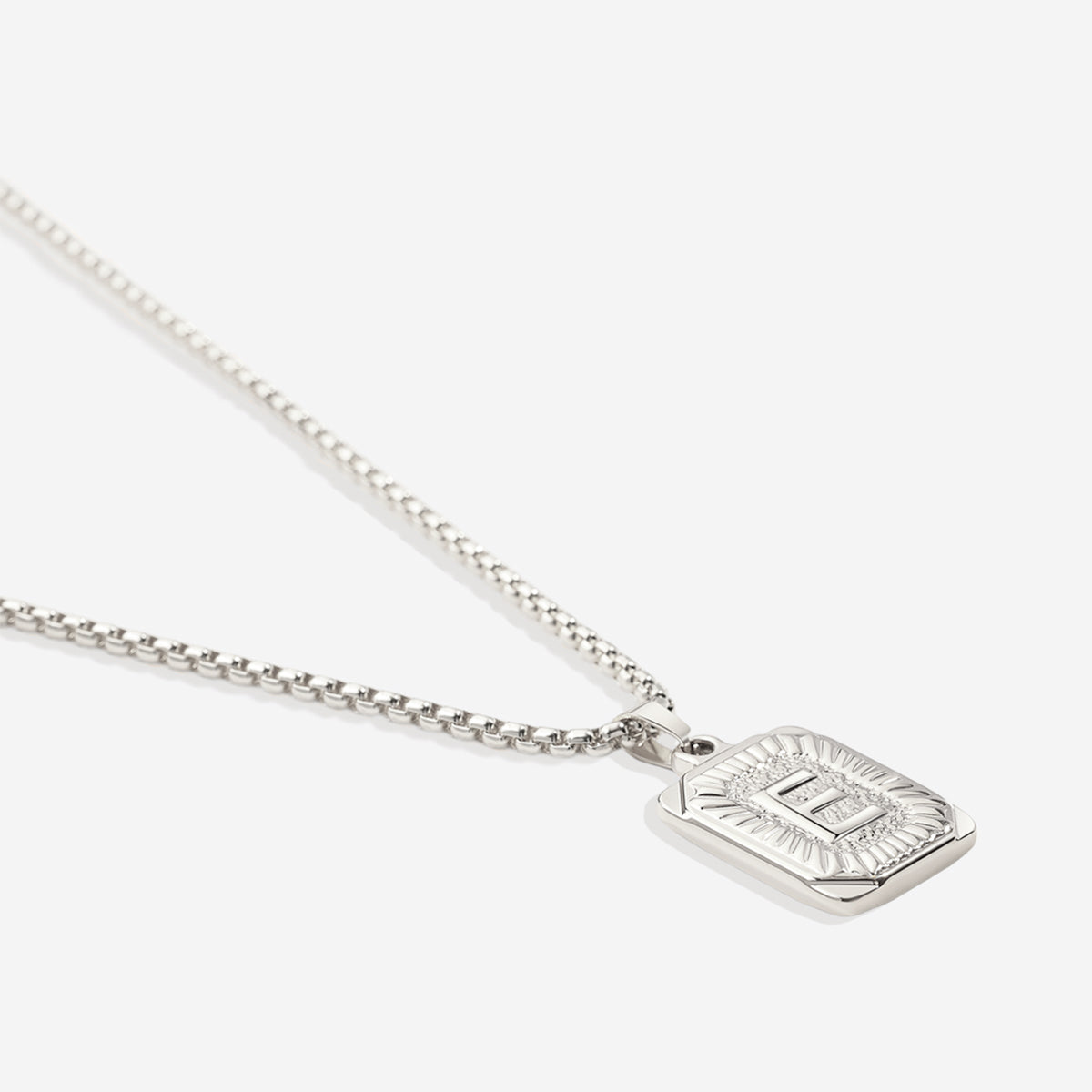Initial Card Pendant Necklace with Rolo Chain in Rolo Chain, silver by Seeyoura