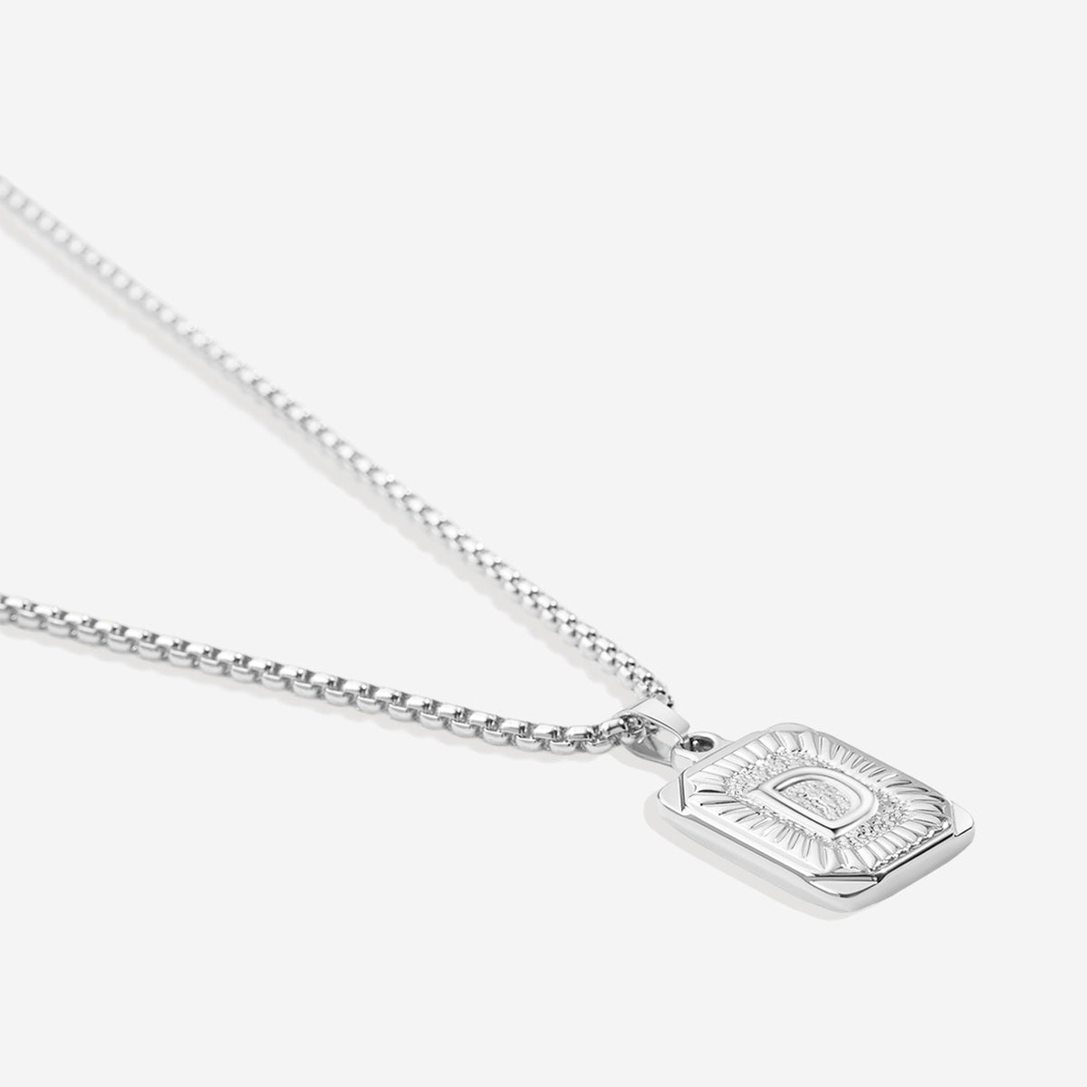 Initial Card Pendant Necklace with Rolo Chain in Rolo Chain, silver, D by Seeyoura