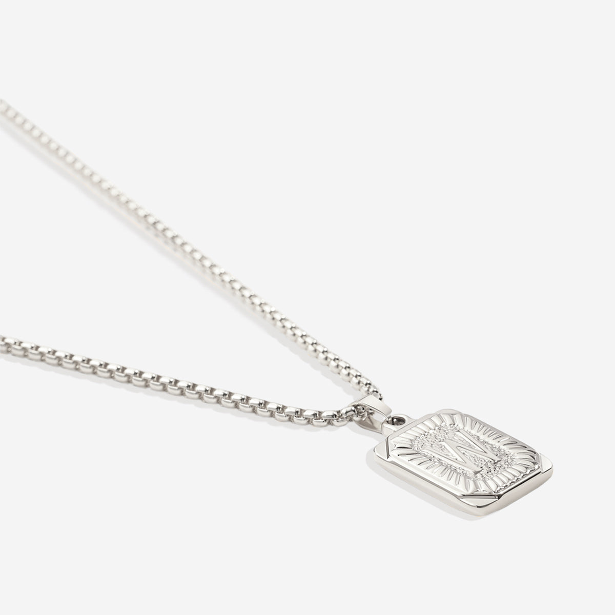 Initial Card Pendant Necklace with Rolo Chain in Rolo Chain, silver, W by Seeyoura