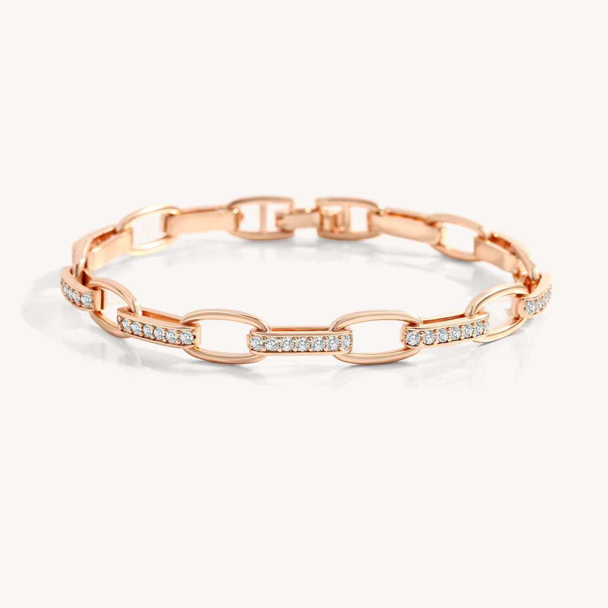 Interlinked Diamond Paperclip Bracelet in 18-k-rose-gold-plated by Seeyoura