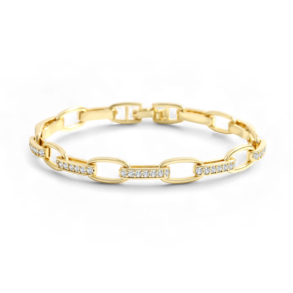 Interlinked Diamond Paperclip Bracelet in gold by Seeyoura