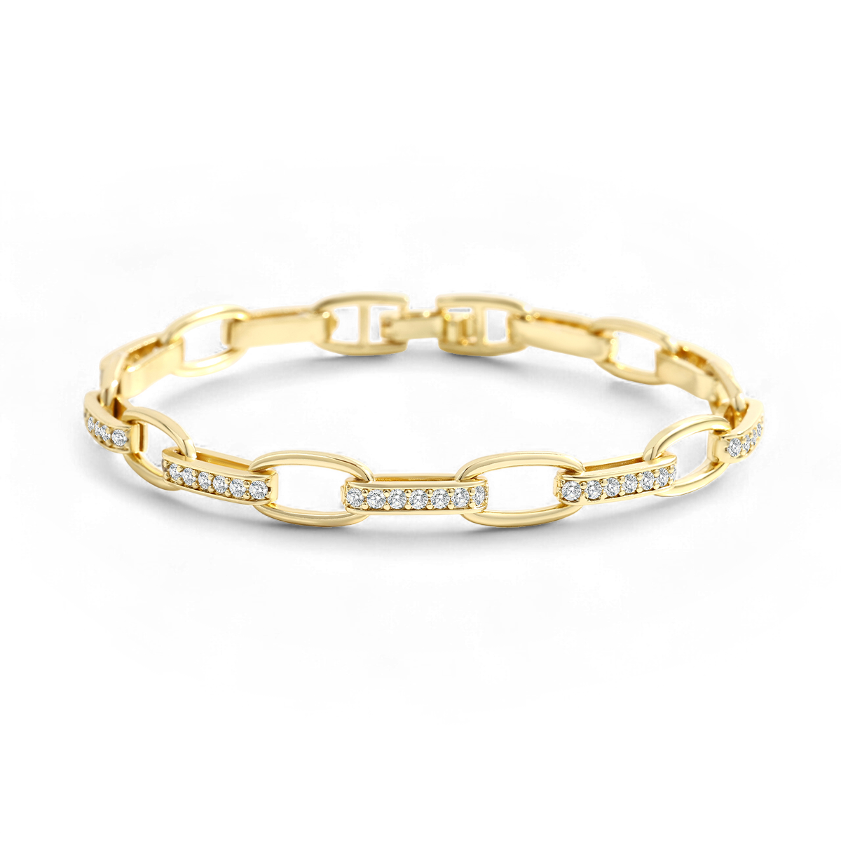 Interlinked Diamond Paperclip Bracelet in gold by Seeyoura