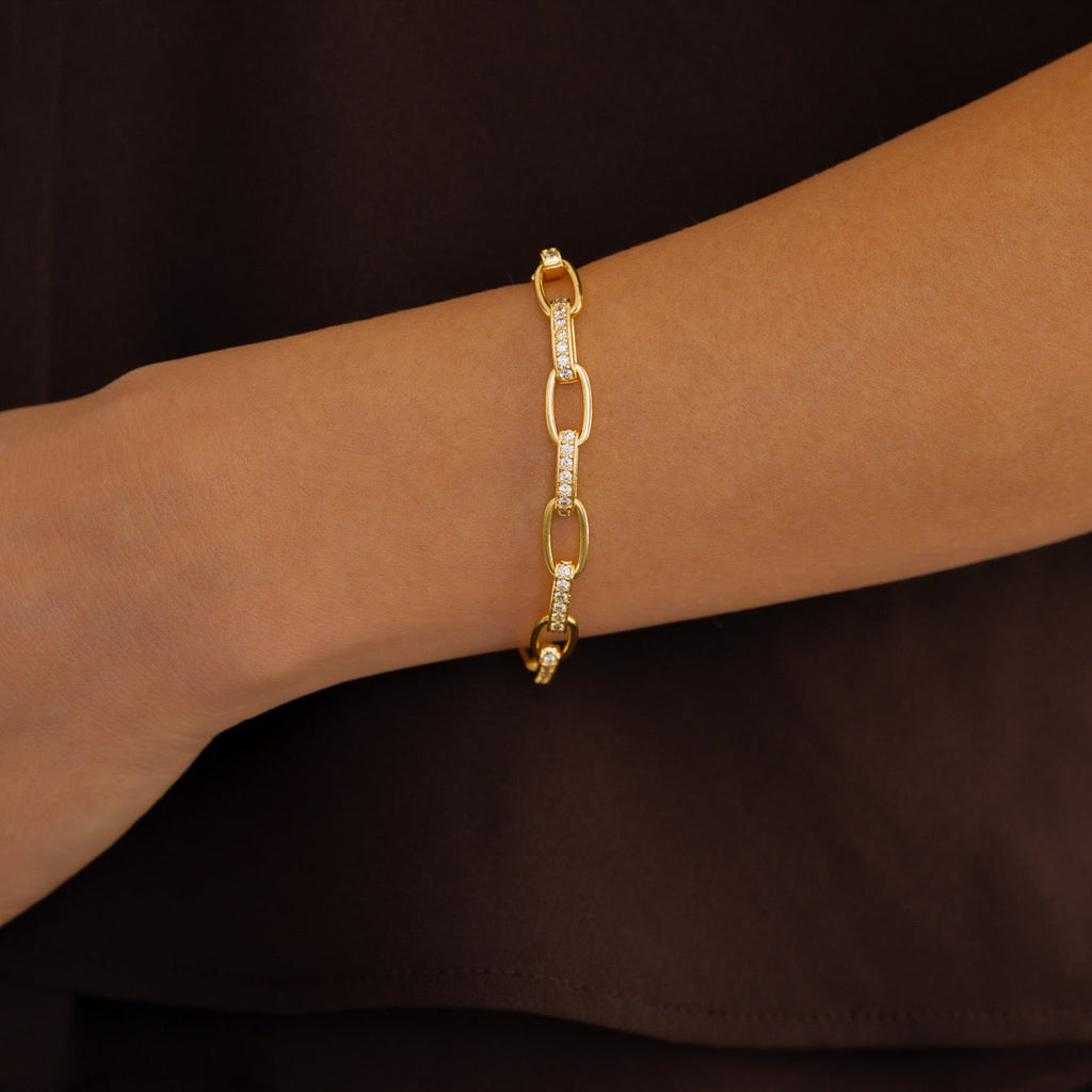 Interlinked Diamond Paperclip Bracelet by Seeyoura